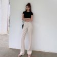 Pantalones de chándal rectos elegantes de moda de verano de cintura alta para mujer