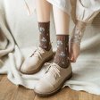 1 Pcs Nouveau Style Femmes Petites Chaussettes À Tube Moyen Floral - Marron