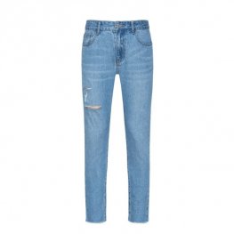 Jeans cropped in cotone con jeans skinny da uomo di distruzione