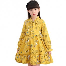 Vestido de verano para niña Vestidos florales de manga larga para niños