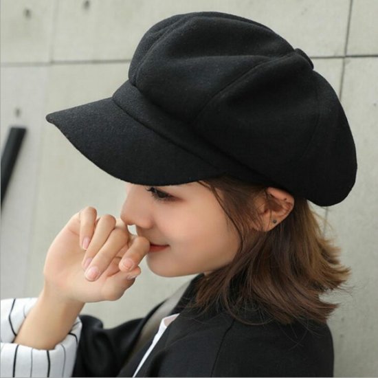 Wild Wool Women Beret Autumn Winter Style Octagonal Cap Hats