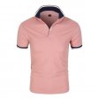 Polo da uomo casual in cotone con risvolto alla moda - rosa