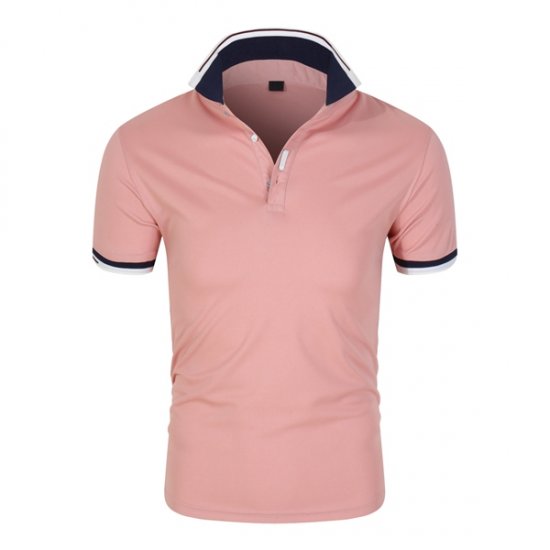 Polo casual de moda de algodón con solapa fresca para hombre - Rosa