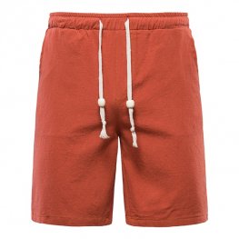 Short de plage en coton et lin pour homme - Rouge