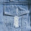 Veste en jean en détresse pour hommes Hip Hop Streetwear impression de chien