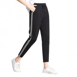 Contrast Panel Sweatpants Women Casual Loose Elastic