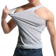 Tank Tops Men 100% Cotton Solid Vest Male Breathable - Grey