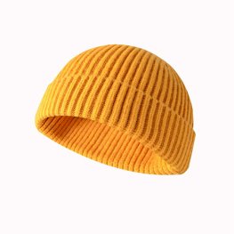 Bonnet Tricoté Homme Bonnet Skullcap Automne Bonnet - Jaune