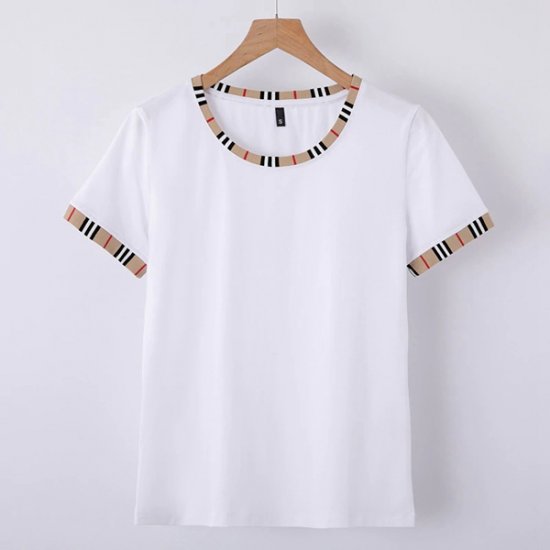 Nuevas camisetas de manga corta de algodón con cuello redondo para mujer