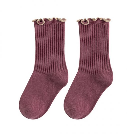 1 Pcs Nouvelle Mode Enfants Chaussettes En Coton Bord À Volants Doux - Violet